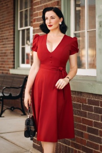 Vintage Diva  - Mary Grace A-Linie Kleid in Rot