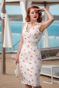 Glamour Bunny - The Harper Cherry Print Pencil Dress in White