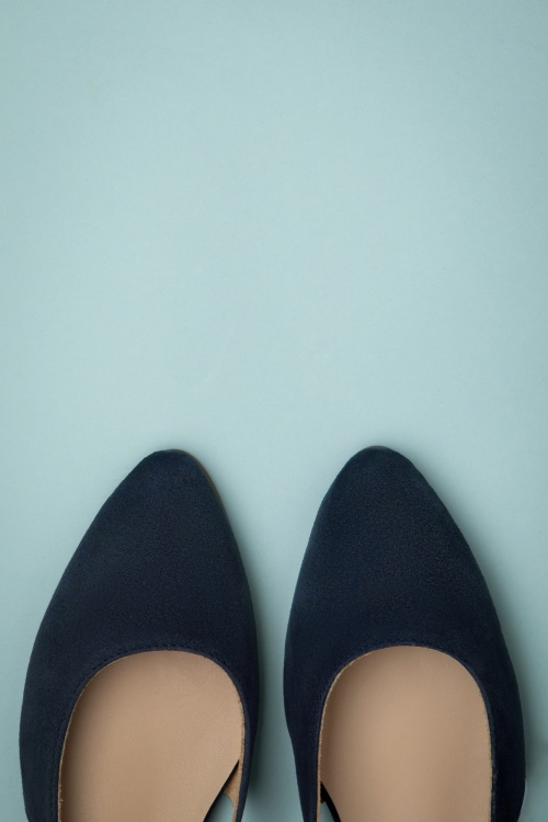 Tamaris - Josie Suede Flats Années 50 en Bleu Marine 2