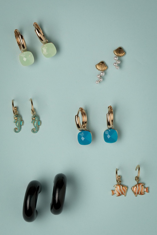 Day&Eve by Go Dutch Label - Seashell and Pearls Earrings Années 50 en Doré 2