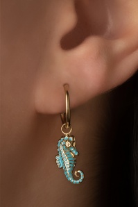 Day&Eve by Go Dutch Label - 60s Seahorse Earrings in Blue and Gold