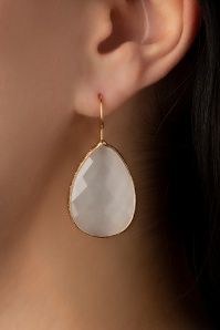 Day&Eve by Go Dutch Label - 50s Lavina Stone Drop Earrings in White