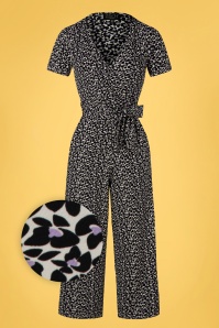 Zilch - 70s Mabel Jumpsuit in Butterfly Black 2