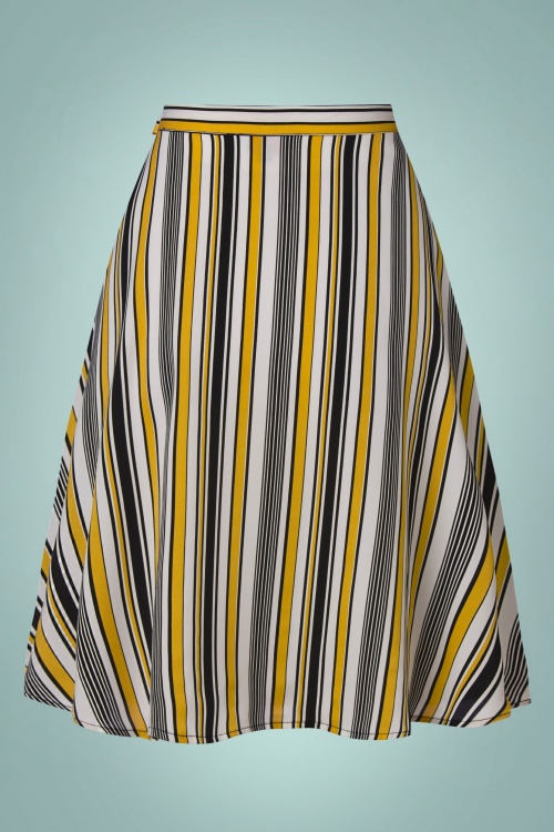 Banned Retro - Stripe and Sail Swing Skirt in Yellow 2