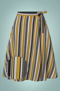 Banned Retro - Stripe and Sail Swing Skirt in Yellow