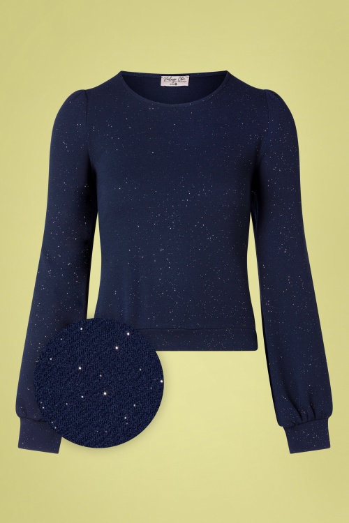 Vintage Chic for Topvintage - Charlotte Glitter Top in Navy