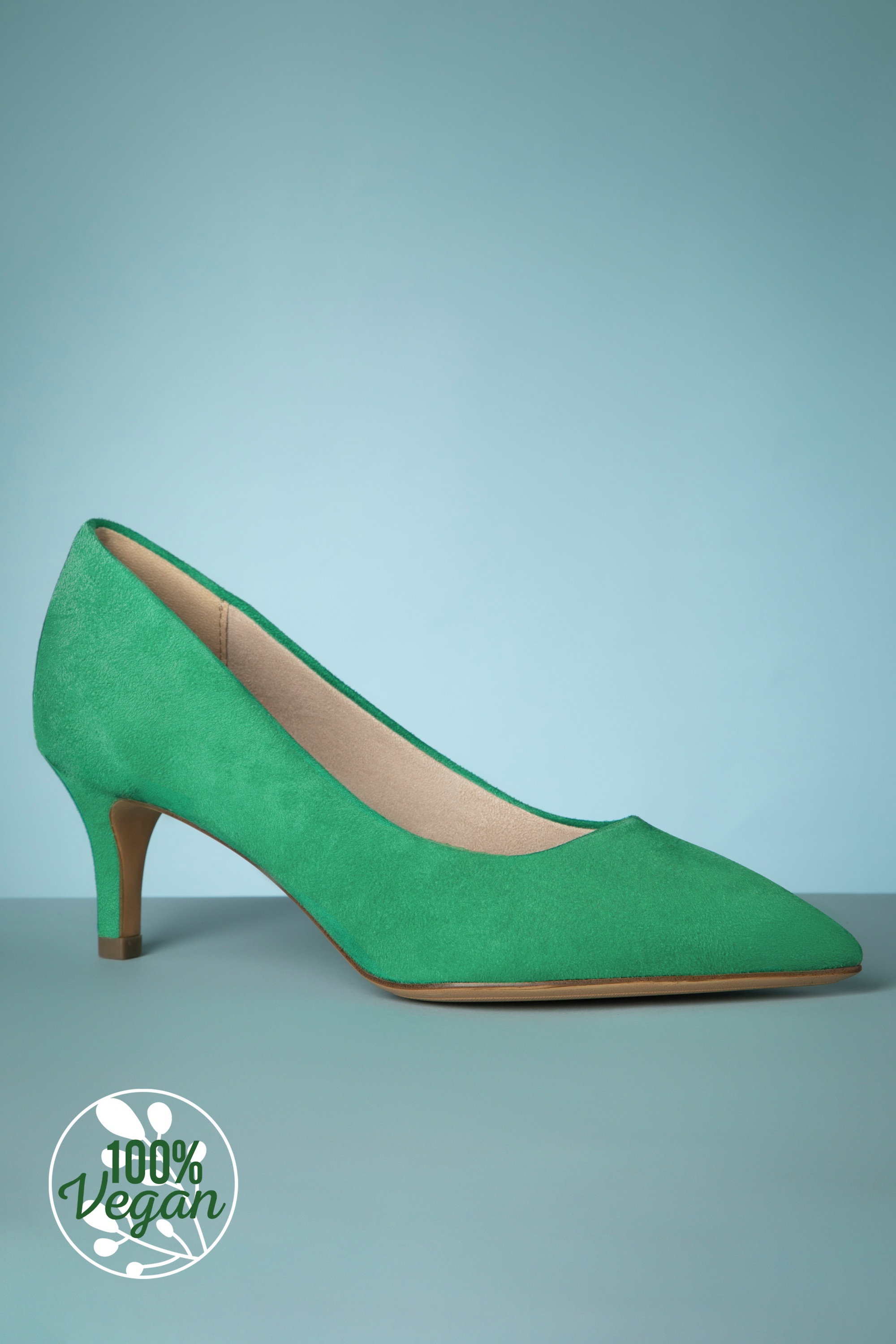 Tamaris 50s Cato Kitten Heels in Green Shop at Topvintage