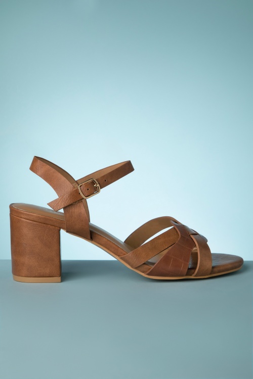 Poti Pati - Donna Block Heel Sandals in Cognac