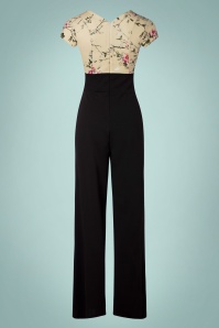 Vintage Chic for Topvintage - Lynda Floral Jumpsuit in Black and Sand 2