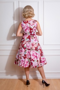 Hearts & Roses - Charlie Floral Swing Dress in Red and Pink 2