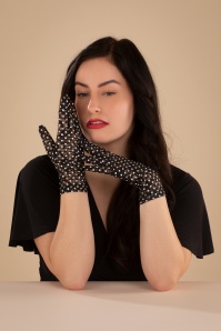 Juliette's Romance - Polkadot Lace Gloves in Black