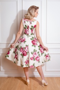 Hearts & Roses - Frances Floral Swing Dress in Cream 2