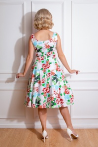 Hearts & Roses - Lyla Floral Swing Dress in White 2