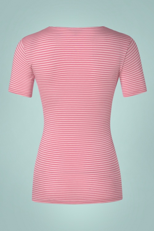 Banned Retro - Summer Stripe Top in Pink and White 2
