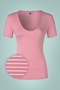 Banned Retro - Summer Stripe Top in Pink and White