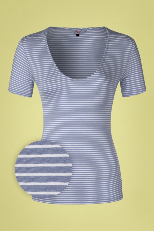 Banned Retro - Summer Stripe Top in Blue and White