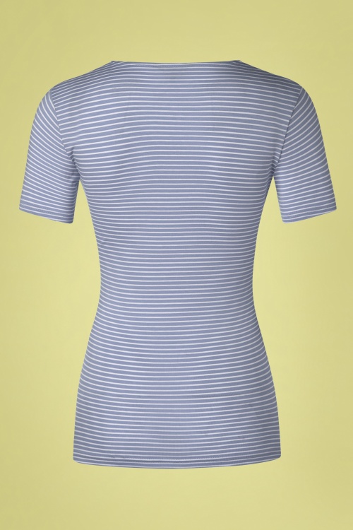 Banned Retro - Summer Stripe top in blauw en wit 2