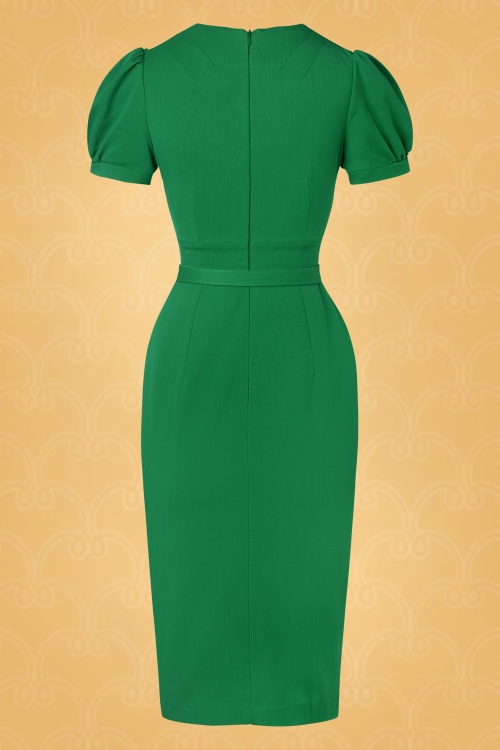 Vintage Diva  - The Adriana Pencil Dress in Green 3