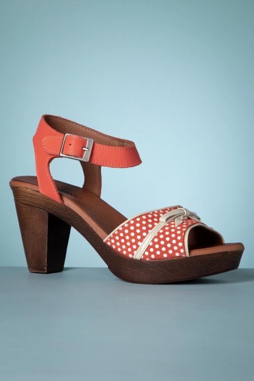 Nemonic - Karina Leather Platform Sandals in Orange 2