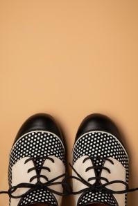 Nemonic - Madison Leather Shoe Booties in Black and Creamy White 5