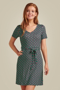 Smashed Lemon - Riley Retro Dress in Turquoise and Pink