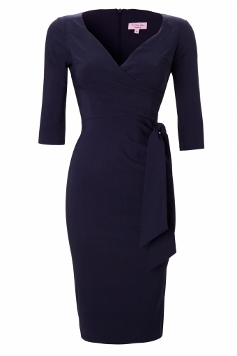 Midnight Blue Hourglass Pencil dress with 3/4 sleeves