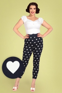 Collectif Clothing - Emmie Heart Ahoy Cigarette Trousers in Navy