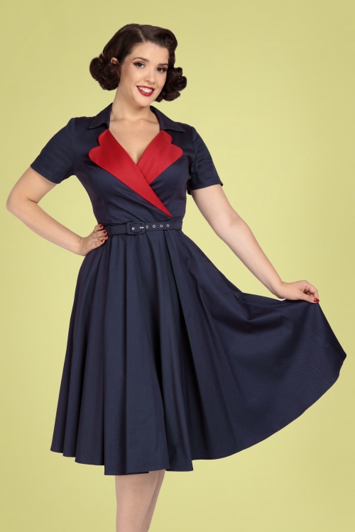 Collectif Clothing - Marol Swing Dress in Navy