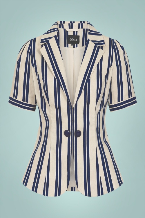 Collectif Clothing - Cyra Admiral Stripe Jacket in Cream
