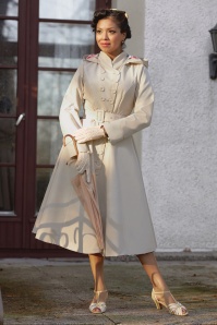Miss Candyfloss - Laina Water Repellent Coat in Cream 3