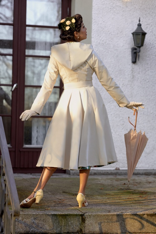 Miss Candyfloss - Laina Water Repellent Coat in Cream 7