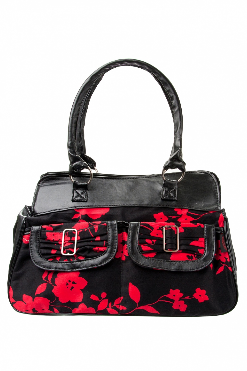 50s Floral Black Red handbag