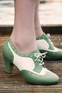 Lola Ramona ♥ Topvintage - Ava City Strolling Shoe Booties in Feltspar Green and Cream 2