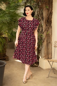 Circus - Rosy Rose Swing Dress in Navy