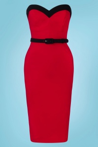 Glamour Bunny - Foxy Pencil Dress in Red and Black 4