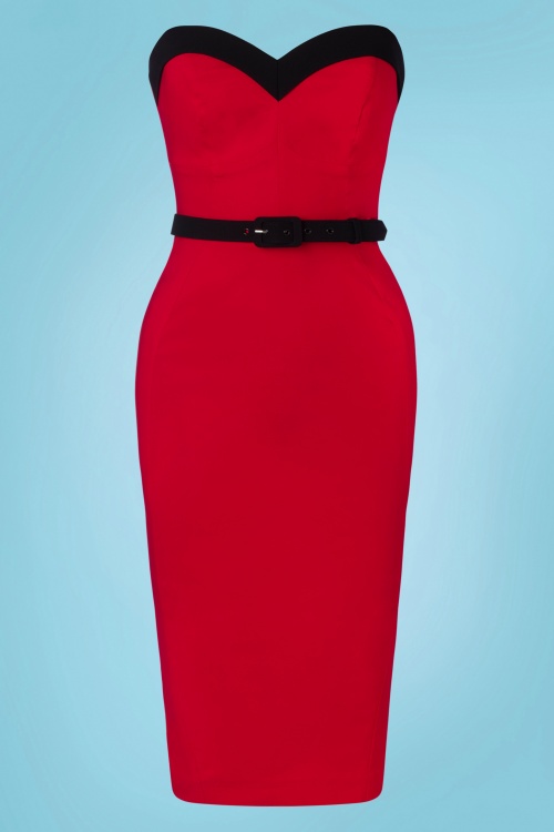 Glamour Bunny - Foxy Pencil Dress in Red and Black 4