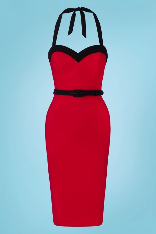 Glamour Bunny - Foxy Pencil Dress in Red and Black 3