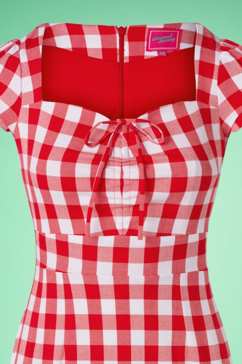 Glamour Bunny - Virginia Pencil Dress in Red and White Gingham 4