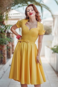 Glamour Bunny - Peggy Swing Dress in Yellow