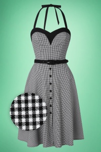 Glamour Bunny - Foxy Playsuit with Overskirt in Black Gingham 3