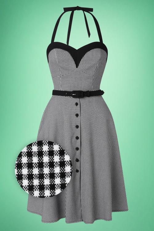 Glamour Bunny - Foxy Playsuit with Overskirt in Black Gingham 3