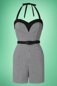 Glamour Bunny - Foxy Playsuit with Overskirt in Black Gingham 4