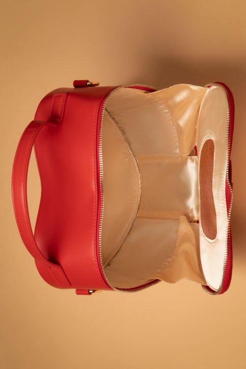 Banned Retro - Elegant Spots Handbag in Red 4