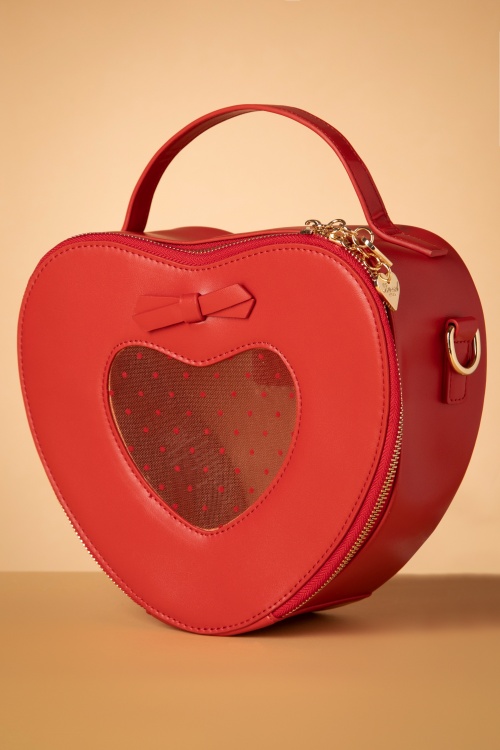 Banned Retro - Elegant Spots Handbag in Red 3