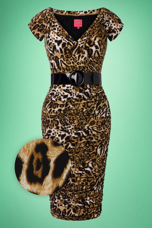 Glamour Bunny - The Marilyn Pencil Dress in Leopard Print 4