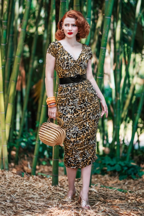Glamour Bunny - The Marilyn Pencil Dress in Leopard Print 2