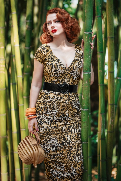 Glamour Bunny - The Marilyn Pencil Dress in Leopard Print 3