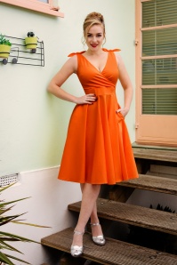 Glamour Bunny - The Harper Swing Dress in Orange