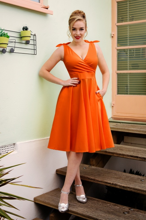 Glamour Bunny - The Harper Swing Dress in Orange