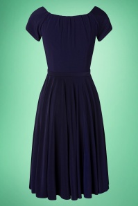 Glamour Bunny - The Marilyn Swing Dress in Midnight Blue 7